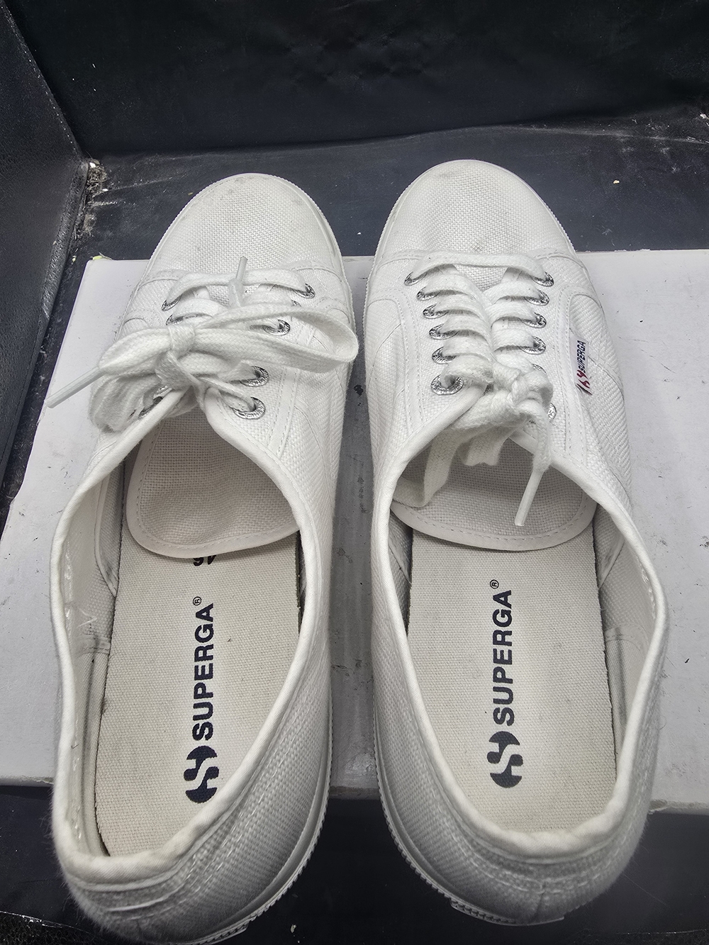 Superga White Canvas Lace-Up Sneakers